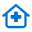 an icon of a building with a medical cross on it